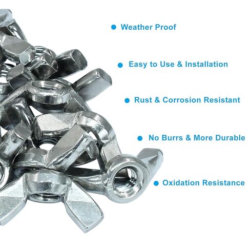 20 قطعة من صواميل الجناح M6، 304 صواميل الجناح من الفولاذ المقاوم للصدأ، أجزاء السحابات، صامولة الفراشة، مشابك آمنة ملفوفة يدويًا in Kuwait