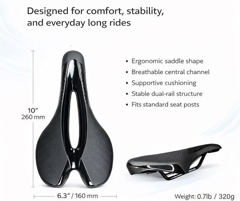 Bike Seat, Bike Saddle with Comfortable Waterproof Lightweight Design for Men and Women Road Mountain MTB Bicycle in Kuwait