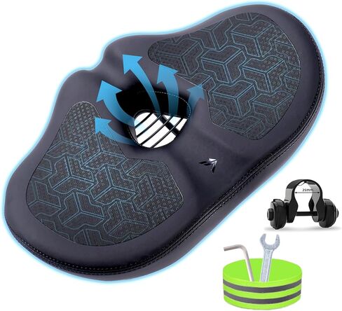 Wide Bicycle Seat, Noseless Bike Seat Cushion with Ventilation & Memory Foam – Oversized Waterproof Bike Saddle for Men & Women, Perfect for Electric Bike, Stationary & Cruiser Bikes in Saudi Arabia
