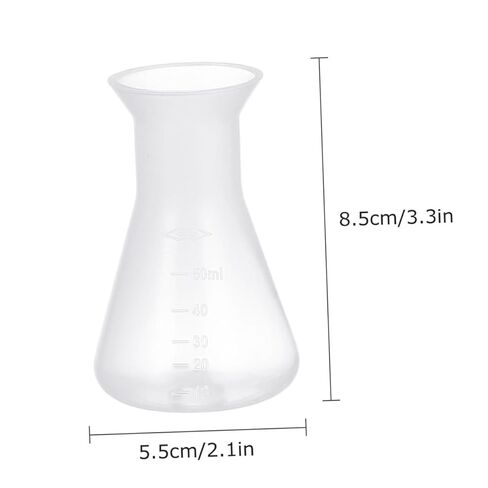 Plastic Conical Flask 50Ml with Scale and Cover Clear Erlenmeyer Flask for Laboratory Chemistry Experiments Stable Base for Accurate Measurement in Saudi Arabia