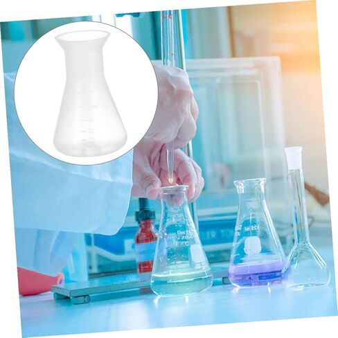 Plastic Conical Flask 50Ml with Scale and Cover Clear Erlenmeyer Flask for Laboratory Chemistry Experiments Stable Base for Accurate Measurement in Saudi Arabia