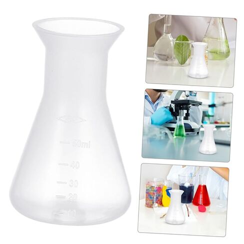 Plastic Conical Flask 50Ml with Scale and Cover Clear Erlenmeyer Flask for Laboratory Chemistry Experiments Stable Base for Accurate Measurement in Saudi Arabia