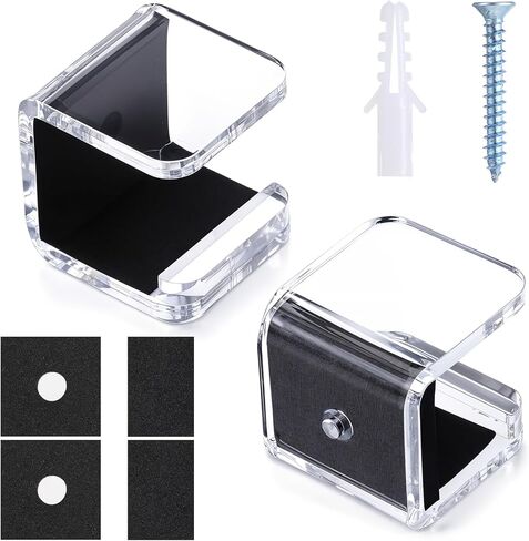 2 Pcs Hockey Stick Wall Mount Rackc, Horizontal Display Holder & Storage Organizer Hanger, Hockey Stick Hanger Holder with Anti-Scratch Pad for Sticks Storage and Display Accessories Decoration(Clear) in Saudi Arabia
