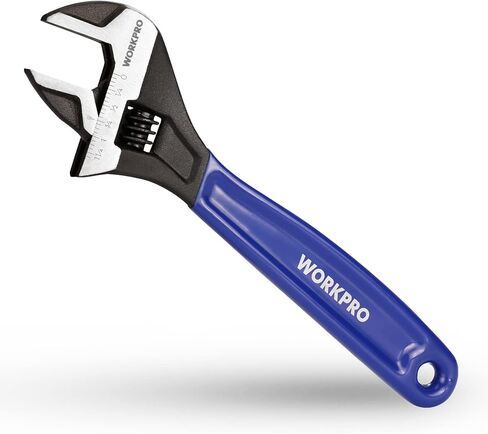 WORKPRO 2-Piece Adjustable Wrench Set, 6-Inch & 10-Inch Wide Jaw Black Oxide Wrench, Cr-V Steel, Metric & SAE Scales, Max Jaw Opening 15/16" & 1-5/16", for Home Repairs, Plumbing, Garage Work in Kuwait