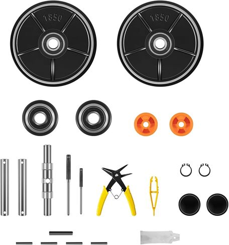 PTH50 For Crown Pallet Jack Wheels Full Set with Axles, Pair of Steering Wheels 7" x 2" and Front Load Roller 2.76"x 3.74" with Bearings ID 20mm, Poly Tread Black in Saudi Arabia