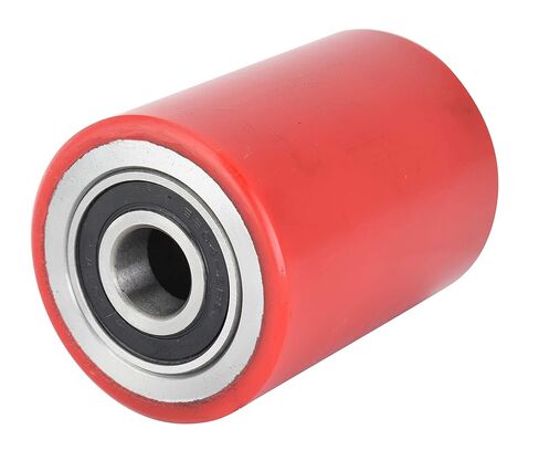 مجموعة عجلات تحميل رافعة البليت/الشاحنة مع محاور وبكرة خروج الدخول (4 قطع) 2.75 بوصة × 3.75 بوصة مع معرف المحامل 20 مم مداس بولي أحمر in Kuwait