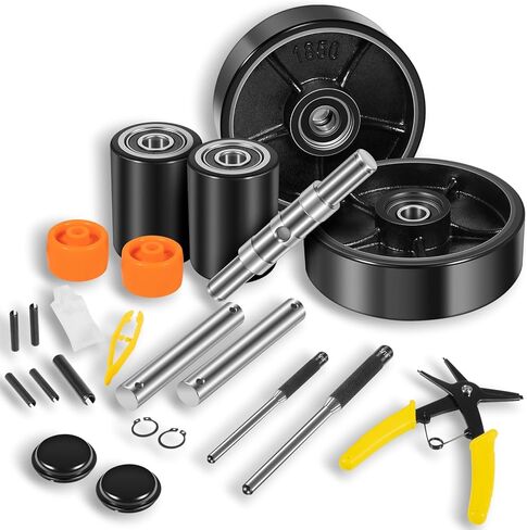 PTH50 Pallet Jack Wheel Replacement Kit Set Complete Fit for Crown PTH50 Pallet Jacks and Most Standard Pallet Jacks, with A Load Capacity of 5500 lbs in Saudi Arabia