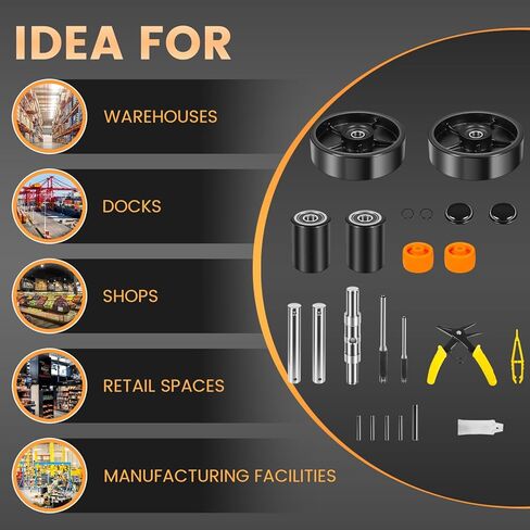 PTH50 Pallet Jack Wheel Replacement Kit Set Complete Fit for Crown PTH50 Pallet Jacks and Most Standard Pallet Jacks, with A Load Capacity of 5500 lbs in Saudi Arabia