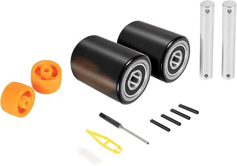 Fit for Crown PTH50 Pallet Jack Front Load Wheels Replacement Kit, Pair Front Load Roller(2.78" x 3.75"), with Pre-Installed Bearings, Axles, 20mm ID Poly Tread, Pins and Install Tool Kit in Saudi Arabia