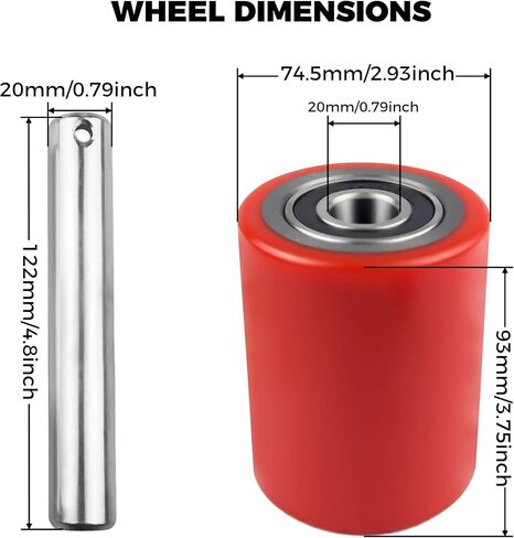 زوج من طقم استبدال عجلات تحميل البليت جاك - 3 بوصة × 3.75 بوصة (74.5 مم × 93 مم) مداس من البولي يوريثين مع محامل مثبتة مسبقًا بمعرف 20 مم، يتضمن محاور ودبابيس in Kuwait