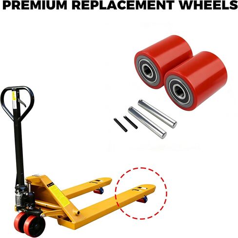 زوج من طقم استبدال عجلات تحميل البليت جاك - 3 بوصة × 3.75 بوصة (74.5 مم × 93 مم) مداس من البولي يوريثين مع محامل مثبتة مسبقًا بمعرف 20 مم، يتضمن محاور ودبابيس in Kuwait