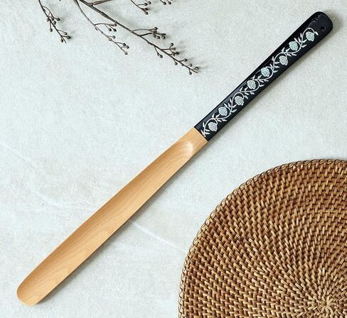 Antique Alive Mother of Pearl Inlay Art 20 Inch Long Wood Handled Shoe Horn Shoehorn in Kuwait