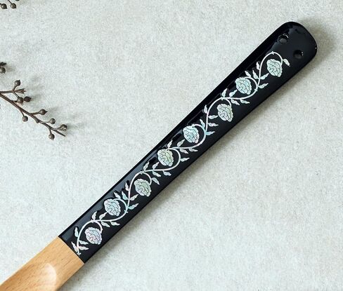 Antique Alive Mother of Pearl Inlay Art 20 Inch Long Wood Handled Shoe Horn Shoehorn in Kuwait