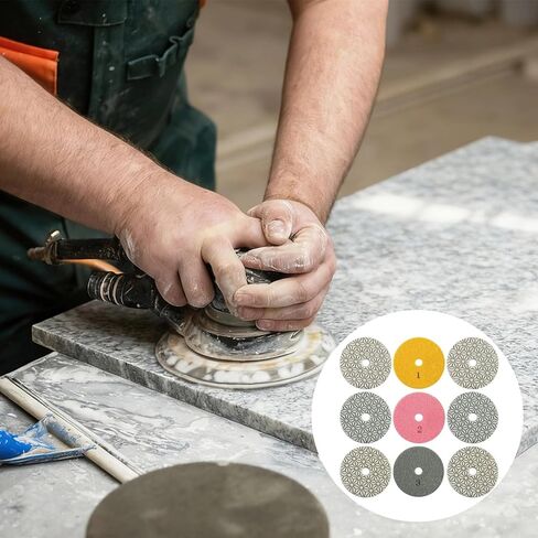 9 قطع 4 بوصات من وسادات التلميع لمجلخة الزوايا، طقم 3 خطوات للرطب/الجاف، تلميع الحجر والخرسانة، 100 ملم in Kuwait