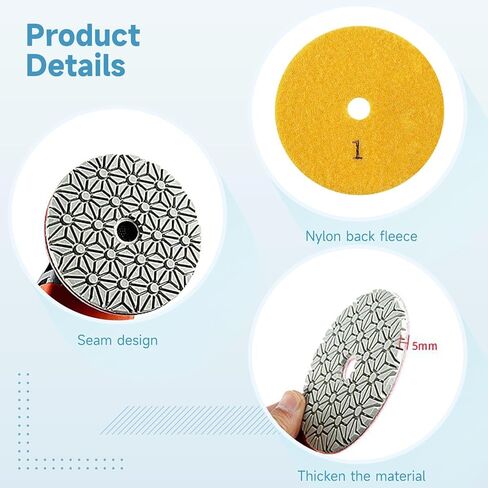 9 قطع 4 بوصات من وسادات التلميع لمجلخة الزوايا، طقم 3 خطوات للرطب/الجاف، تلميع الحجر والخرسانة، 100 ملم in Kuwait