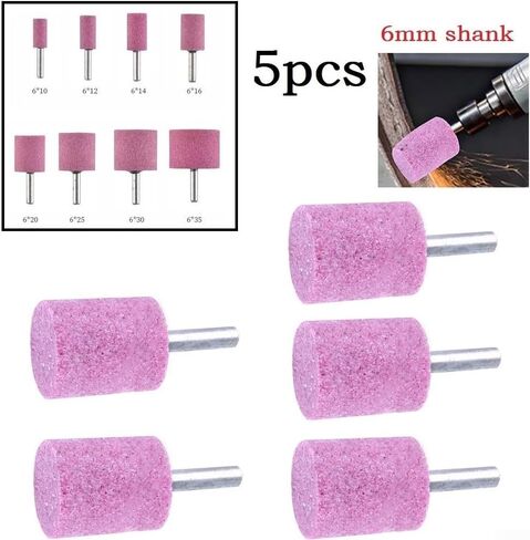 5pcs 6mm Shank Abrasive Mounted Stone Cylinder Set for Rotary Tool Grinding and Polishing(6x35) in Saudi Arabia