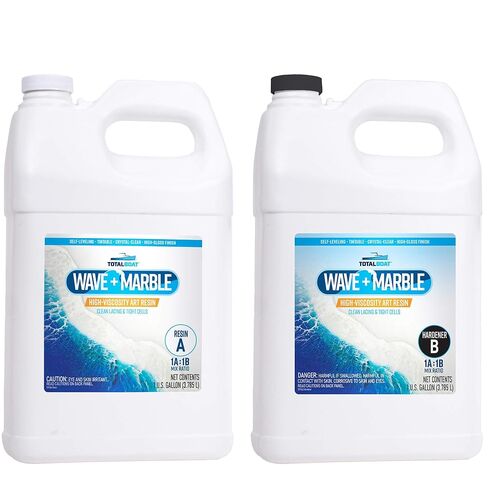 مجموعة توتال بوت ويف + مجموعة راتنجات الإيبوكسي الفنية الرخامية | إيبوكسي طلاء عالي اللزوجة سعة 2 جالون لأمواج المحيط والرخام والجلد والفنون السائلة | راتنج شفاف كريستالي مع مقاومة للخدش ولمعان عالي in Saudi Arabia