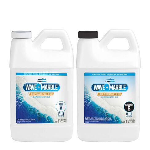 TotalBoat Wave + Marble Art Epoxy Resin Kit | 1 Gallon High-Viscosity Coating Epoxy for Ocean Waves, Marbling, Lacing, & Fluid Art | Crystal-Clear Resin with Scratch Resistance & High Gloss in Saudi Arabia