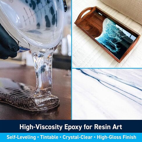 TotalBoat Wave + Marble Art Epoxy Resin Kit | 1 Gallon High-Viscosity Coating Epoxy for Ocean Waves, Marbling, Lacing, & Fluid Art | Crystal-Clear Resin with Scratch Resistance & High Gloss in Saudi Arabia