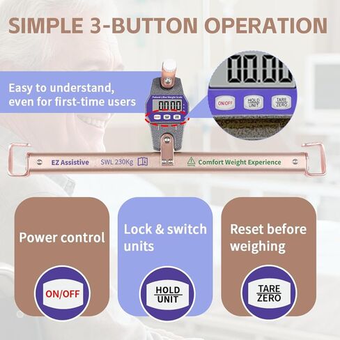 Patient Lift Weight Scale for Elderly or Bedridden, Universal Lift Scale Suitable for Nursing Home, Hospital & Home Care Use-SWL 500lbs in Saudi Arabia