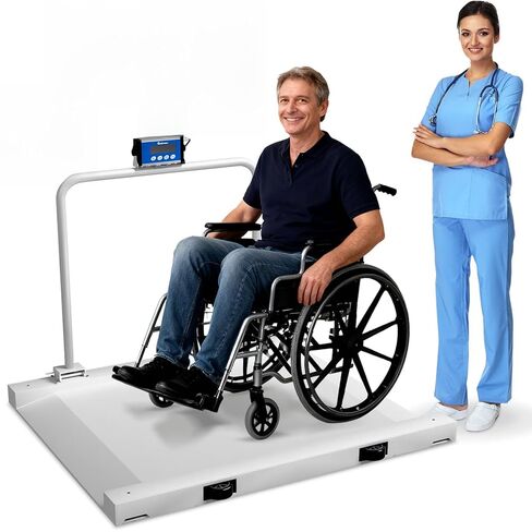 Adamson Wheelchair Scale – 1000 lb / 500 kg Roll-On Chair Scale with Ramp & Handles, Large Platform Medical & Bariatric Floor Scale for Home, Clinic & Facility in Kuwait