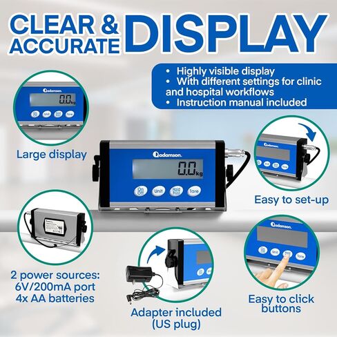 Adamson Wheelchair Scale – 1000 lb / 500 kg Roll-On Chair Scale with Ramp & Handles, Large Platform Medical & Bariatric Floor Scale for Home, Clinic & Facility in Kuwait