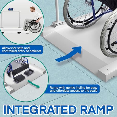 Adamson Wheelchair Scale – 1000 lb / 500 kg Roll-On Chair Scale with Ramp & Handles, Large Platform Medical & Bariatric Floor Scale for Home, Clinic & Facility in Kuwait