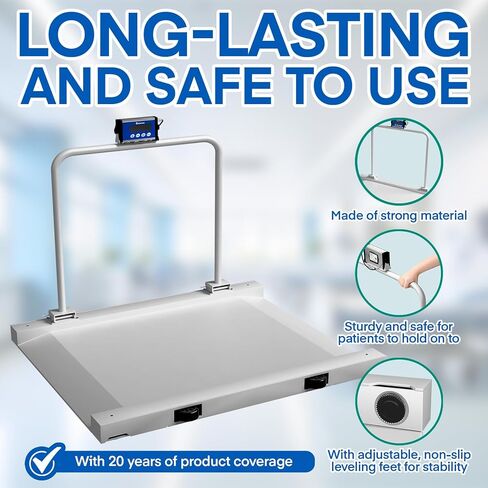 Adamson Wheelchair Scale – 1000 lb / 500 kg Roll-On Chair Scale with Ramp & Handles, Large Platform Medical & Bariatric Floor Scale for Home, Clinic & Facility in Kuwait