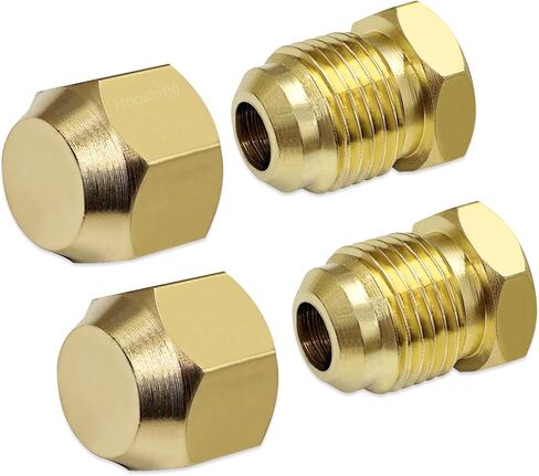 Hooshing 4PCS Brass Flare Plug SAE 45 Degree Flare Tube Fitting Seal Plugs and Cap Assortment Kits for 3/8" Tube OD in Saudi Arabia