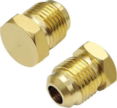 Hooshing 4PCS Brass Flare Plug SAE 45 Degree Flare Tube Fitting Seal Plugs and Cap Assortment Kits for 3/8" Tube OD in Saudi Arabia