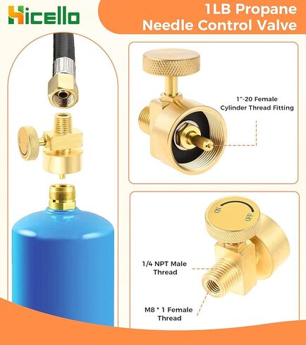 3 PCS Propane Gas Brass Fitting Kit Bundle – Includes 1 * 1LB Propane Tank Needle Valve with 1/4" NPT Connector + 1 * 1/4" NPT Female Coupler + 1 * Half Union Gas Adapter (3/8" Flare x 1/4" NPT) in Saudi Arabia