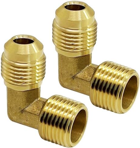 Hooshing 2PCS Brass Flare Tube Fitting 3/8" Male Flare x 3/8" Male NPT Thread Convert Pipe Fittings 90 Degree Elbow Adapter in Saudi Arabia
