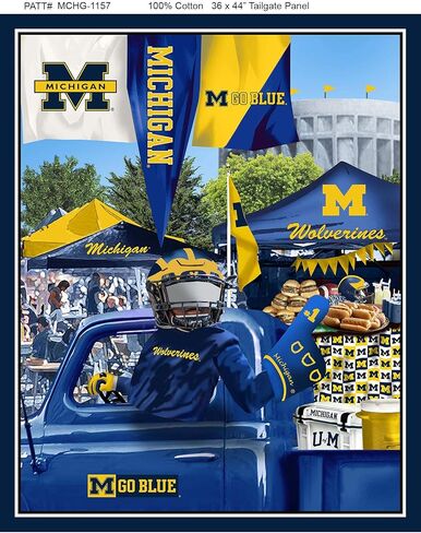 SYKEL ENTRPRISES University of Michigan Cotton Fabric Panel with Tailgate Design-Sold by The Panel in Saudi Arabia