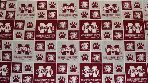 SYKEL ENTERPRISES Mississippi State University Bulldogs Block Print Cotton Fabric, Maroon & White - Sold by The Yard in Saudi Arabia