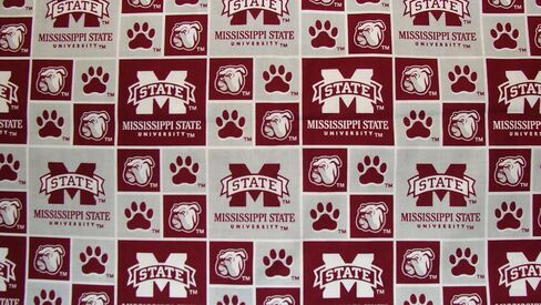 SYKEL ENTERPRISES Mississippi State University Bulldogs Block Print Cotton Fabric, Maroon & White - Sold by The Yard in Saudi Arabia