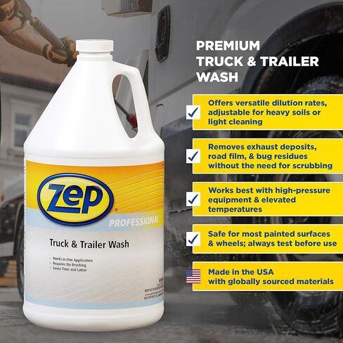 Zep Truck and Trailer Wash - 1 Gallon (Case of 4) 1041477 - Removes Exhaust Deposits, Road Film and Bugs from Painted Vehicle Surfaces in Kuwait
