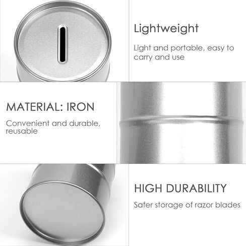 Linkidea Safety Razor Blade Disposal Container Box, Metal Razor Disposal Case Safe Bank for Storing Used Wasted Blades (Silver) in Saudi Arabia
