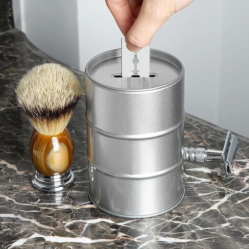 Linkidea Safety Razor Blade Disposal Container Box, Metal Razor Disposal Case Safe Bank for Storing Used Wasted Blades (Silver) in Saudi Arabia