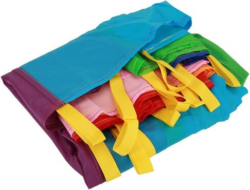 مظلة لعب قوس قزح للأطفال، مظلة لعب متعددة الألوان مع مقابض للتمرين في الهواء الطلق وأنشطة ساحة اللعب الجماعية وألعاب اللعب التعاونية للأطفال والعائلة (12 قدمًا؟ 3.6 م؟ 16) in Kuwait