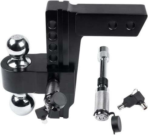 AP03 Black Trailer Hitch Adjustable for Solid Tube Hitch with 2 and 2-5/16 Inch Balls 2 Inch Receiver 8 Inch Drop 12500 LBS Capacity Compatible with Standard Hitch Systems in Saudi Arabia