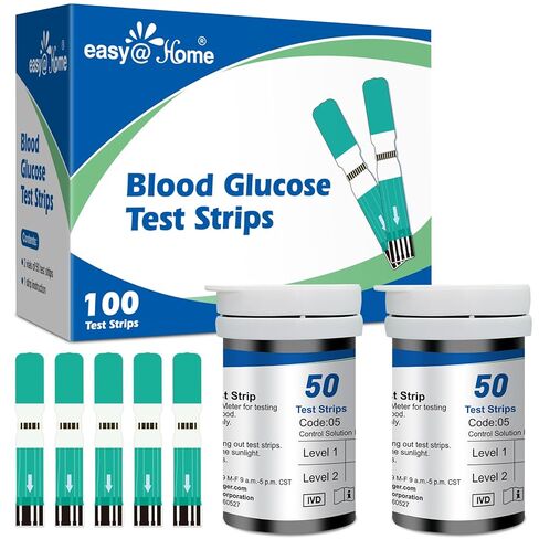 Easy@Home Blood Glucose Test Strips for Diabetes: for Use with Blood Sugar Monitor - Self Glucose Testing - 100 Diabetic Test Strips EBG-100SL-STRIP in Saudi Arabia