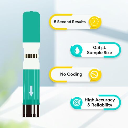Easy@Home Blood Glucose Test Strips for Diabetes: for Use with Blood Sugar Monitor - Self Glucose Testing - 100 Diabetic Test Strips EBG-100SL-STRIP in Saudi Arabia