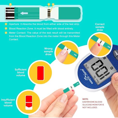 Easy@Home Blood Glucose Test Strips for Diabetes: for Use with Blood Sugar Monitor - Self Glucose Testing - 100 Diabetic Test Strips EBG-100SL-STRIP in Saudi Arabia