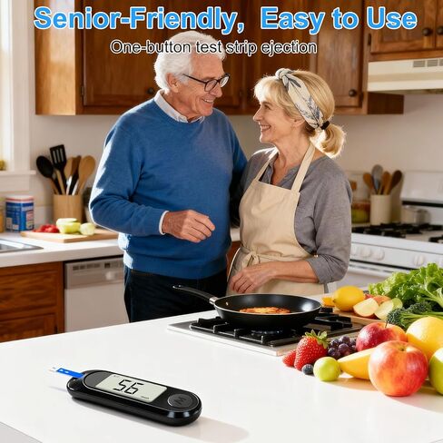جهاز مراقبة نسبة السكر في الدم، طقم مراقبة الجلوكوز مع 50 شريط اختبار و50 مشرط لاختبار مرض السكري، جهاز قياس نسبة الجلوكوز في الدم مع إخراج تلقائي، بدون ترميز وشاشة LCD كبيرة لكبار السن in Kuwait