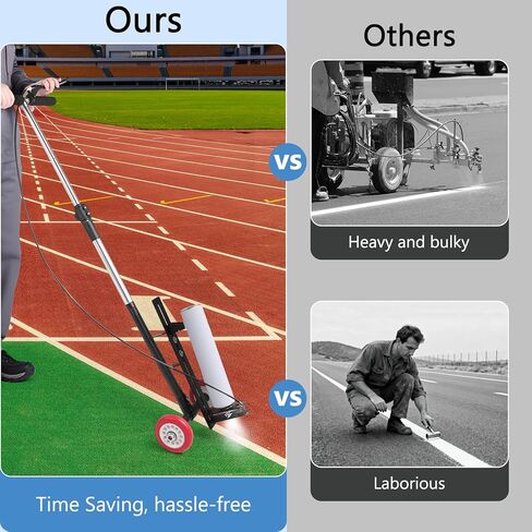 Marking Paint Wand, Industrial Two-Wheeled Marking Stick for Line Paint Stripe Ground, Side Push Applicator for Sport Field & Utility Marking | Compatible with Inverted Marking Paint(T-Tip Nozzle) in Kuwait