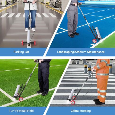 Marking Paint Wand, Industrial Two-Wheeled Marking Stick for Line Paint Stripe Ground, Side Push Applicator for Sport Field & Utility Marking | Compatible with Inverted Marking Paint(T-Tip Nozzle) in Kuwait
