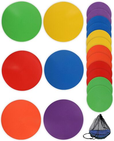 18 Pcs Non Slip Poly Spot Markers Set, 4 inch and 9 inch Floor Dots for Soccer Speed Agility Training, Multicolor (Comes with a Storage Bag) in Kuwait