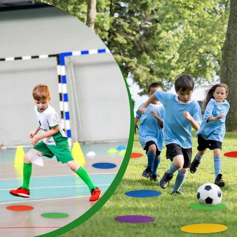 18 Pcs Non Slip Poly Spot Markers Set, 4 inch and 9 inch Floor Dots for Soccer Speed Agility Training, Multicolor (Comes with a Storage Bag) in Kuwait