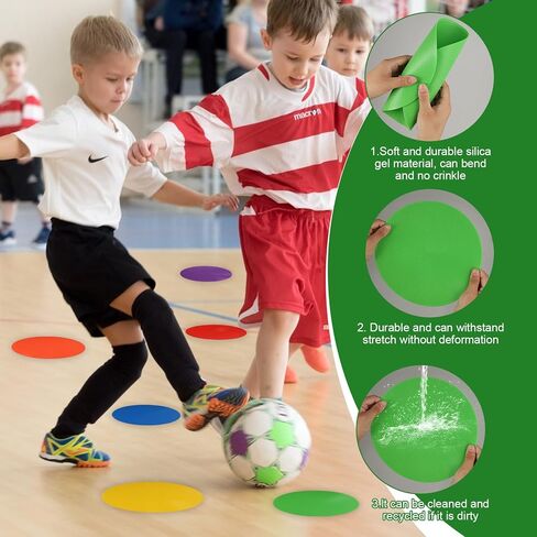 18 Pcs Non Slip Poly Spot Markers Set, 4 inch and 9 inch Floor Dots for Soccer Speed Agility Training, Multicolor (Comes with a Storage Bag) in Kuwait