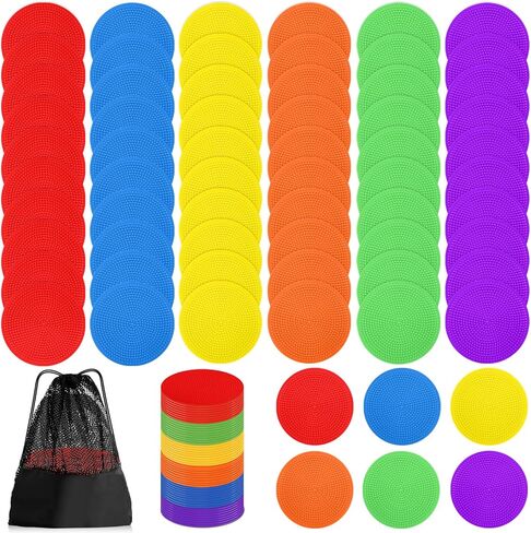 Poly Spot Markers 4inch Poly Spots for Gym Floor, 24/36/60 Pcs Flat Cones Non-Slip Rubber Floor Dots Agility Markers for Soccer Basketball Sports Speed Training, Dance, Classroom Activities in Saudi Arabia